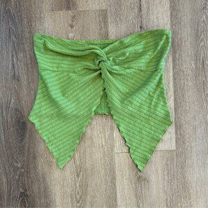 Green Knit Flutter Sleeveless Lettuce Hem Top Size M